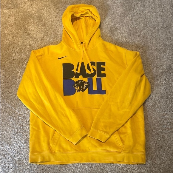 Nike ‘Base Ball’ L/S Hoodie Mustard Yellow Size XL *Small Flaw - Picture 2 of 8